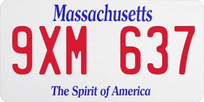 MA license plate 9XM637