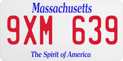 MA license plate 9XM639
