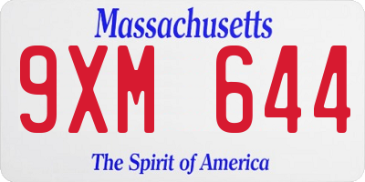 MA license plate 9XM644