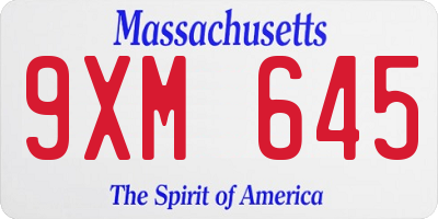 MA license plate 9XM645