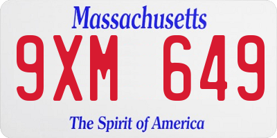 MA license plate 9XM649