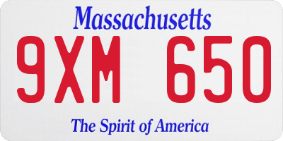 MA license plate 9XM650