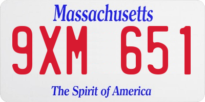 MA license plate 9XM651
