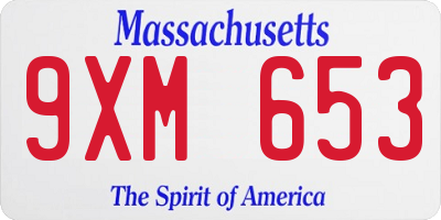 MA license plate 9XM653