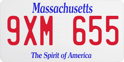 MA license plate 9XM655