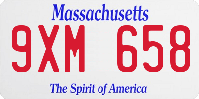 MA license plate 9XM658