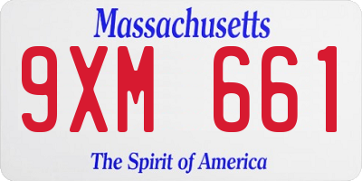 MA license plate 9XM661