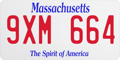 MA license plate 9XM664