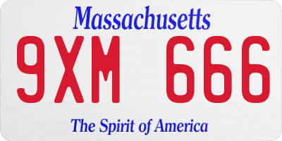 MA license plate 9XM666