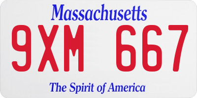MA license plate 9XM667