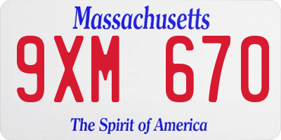 MA license plate 9XM670