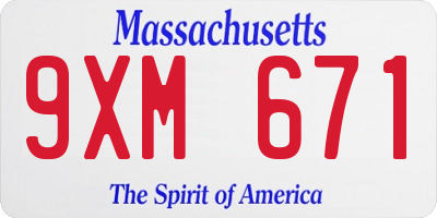 MA license plate 9XM671