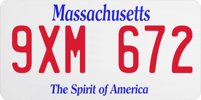MA license plate 9XM672