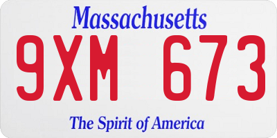 MA license plate 9XM673