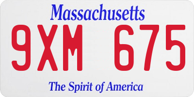 MA license plate 9XM675