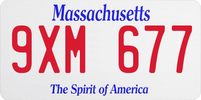MA license plate 9XM677
