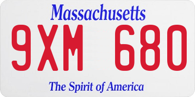 MA license plate 9XM680