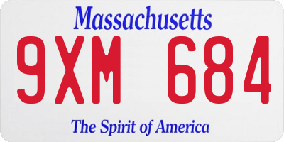 MA license plate 9XM684