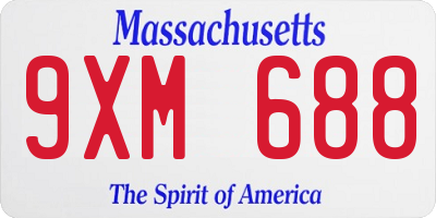 MA license plate 9XM688