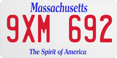 MA license plate 9XM692