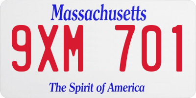 MA license plate 9XM701