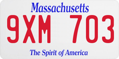 MA license plate 9XM703