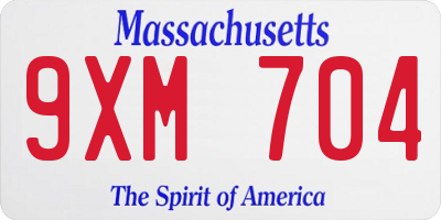 MA license plate 9XM704