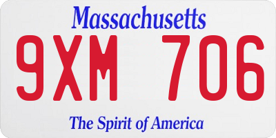 MA license plate 9XM706
