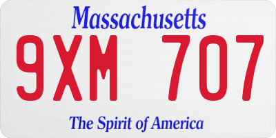 MA license plate 9XM707