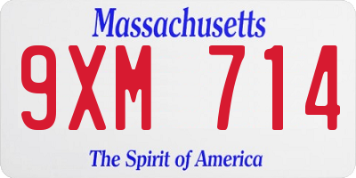 MA license plate 9XM714