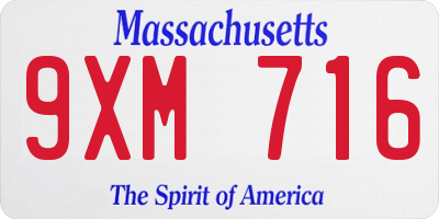 MA license plate 9XM716
