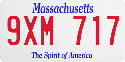 MA license plate 9XM717