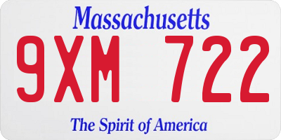 MA license plate 9XM722