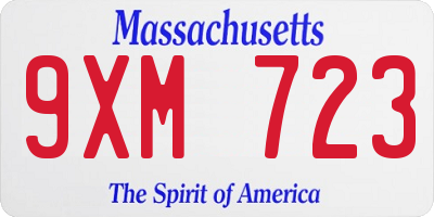 MA license plate 9XM723