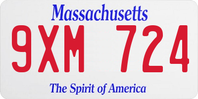 MA license plate 9XM724