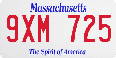 MA license plate 9XM725