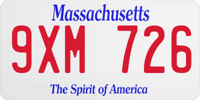 MA license plate 9XM726