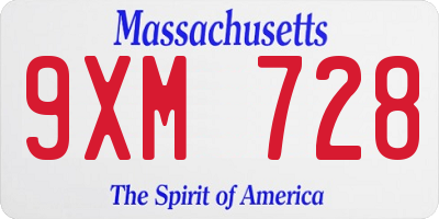 MA license plate 9XM728
