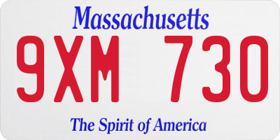 MA license plate 9XM730