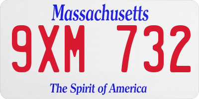 MA license plate 9XM732