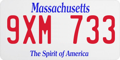 MA license plate 9XM733