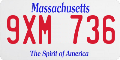 MA license plate 9XM736