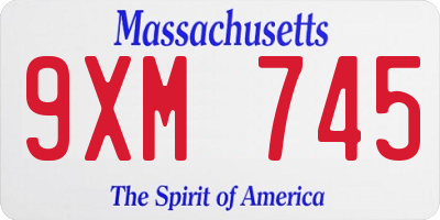 MA license plate 9XM745