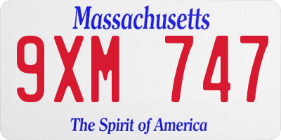 MA license plate 9XM747