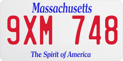 MA license plate 9XM748
