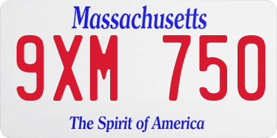 MA license plate 9XM750
