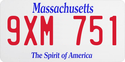 MA license plate 9XM751