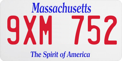 MA license plate 9XM752