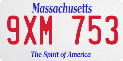 MA license plate 9XM753
