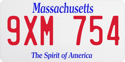 MA license plate 9XM754